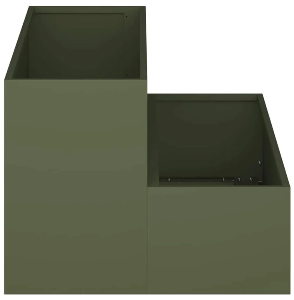Plantadeira 2-Andares 100x60x45 cm Verde-Azeitado Aço