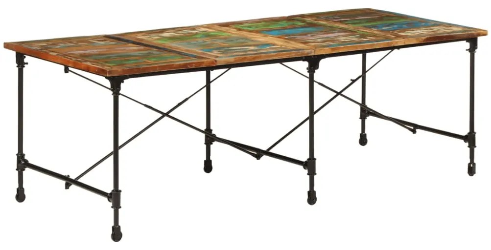 Mesa de jantar 220x90x77 cm madeira recuperada maciça