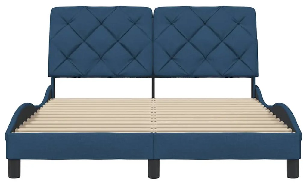 Estrutura de cama sem colchão 140x190 cm tecido azul