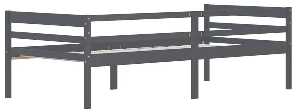 Estrutura de cama 90x200 cm pinho maciço cinzento-escuro