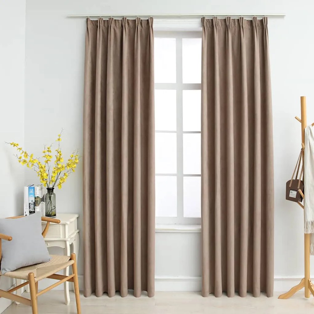 Cortinas blackout c/ganchos 2pcs 140x225cm cinzento-acastanhado