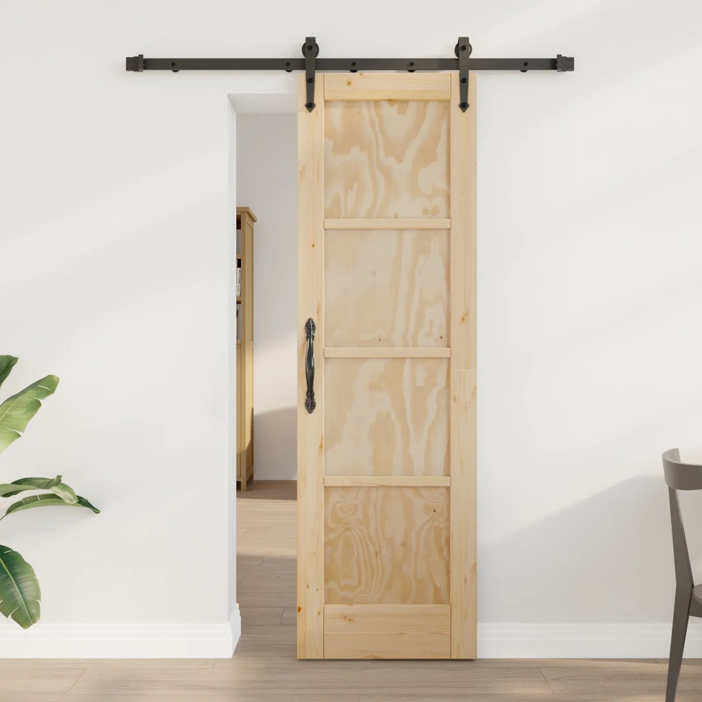vidaXL Porta deslizante com Conjunto de Ferragens 'ORKDAL'Madeira Sólida de Pinheiro