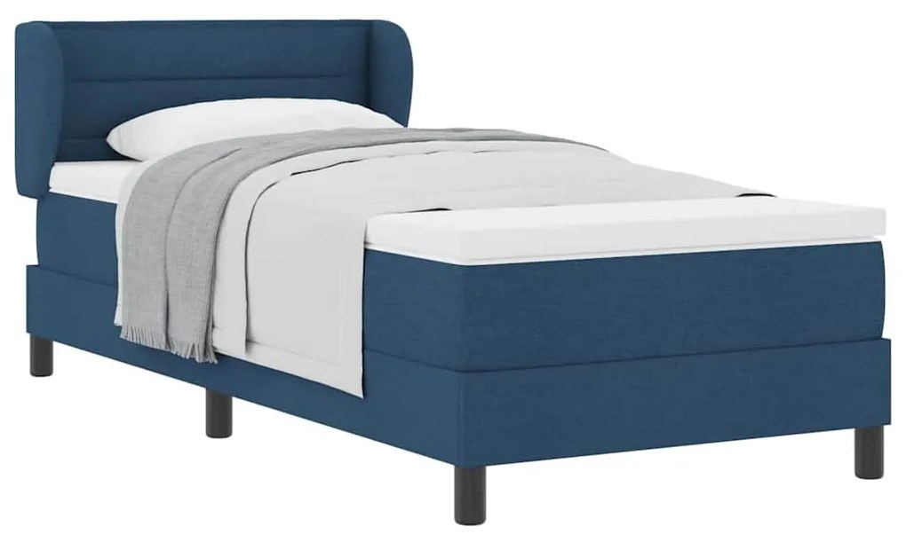 Cama Box com Colchão vidaXL Azul 100x200 cm Tecido