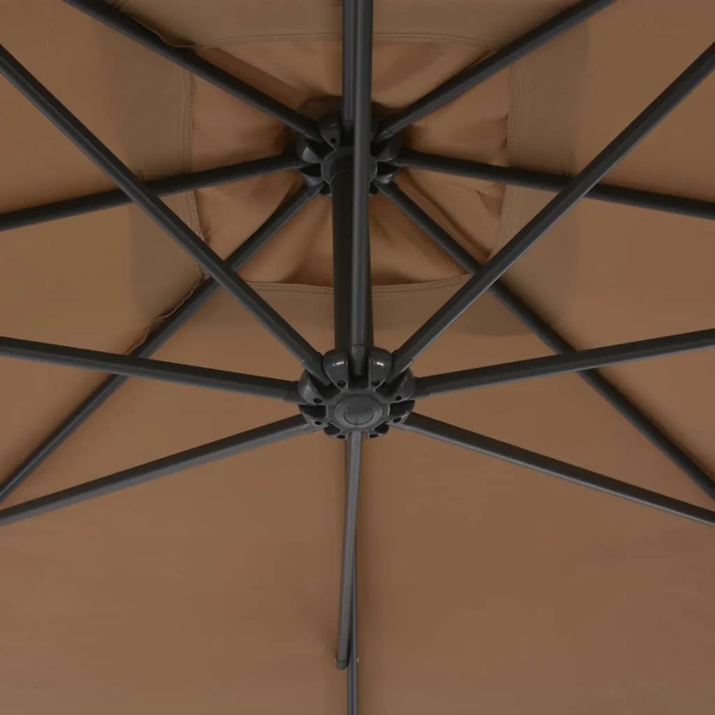Guarda-sol cantilever com poste de aço 300 cm cinza-acastanhado