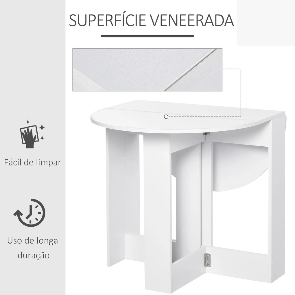 Mesa de Jantar Dobrável - Branco - Design Minimalista