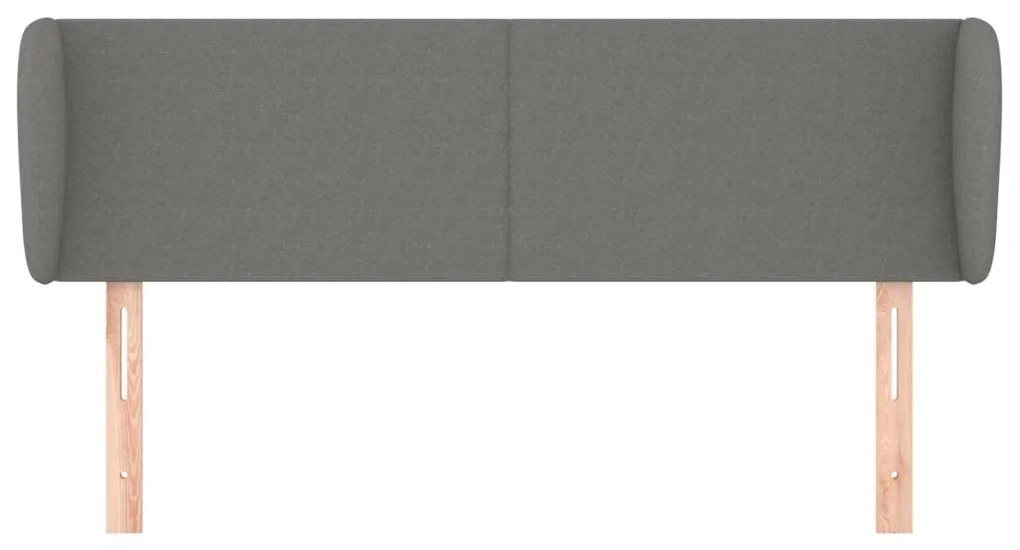 Cabeceira de cama c/ abas tecido 147x23x78/88cm cinzento-escuro