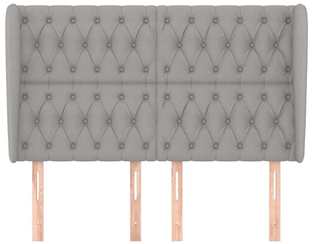 Cabeceira cama c/ abas tecido 163x23x118/128 cm cinzento-claro