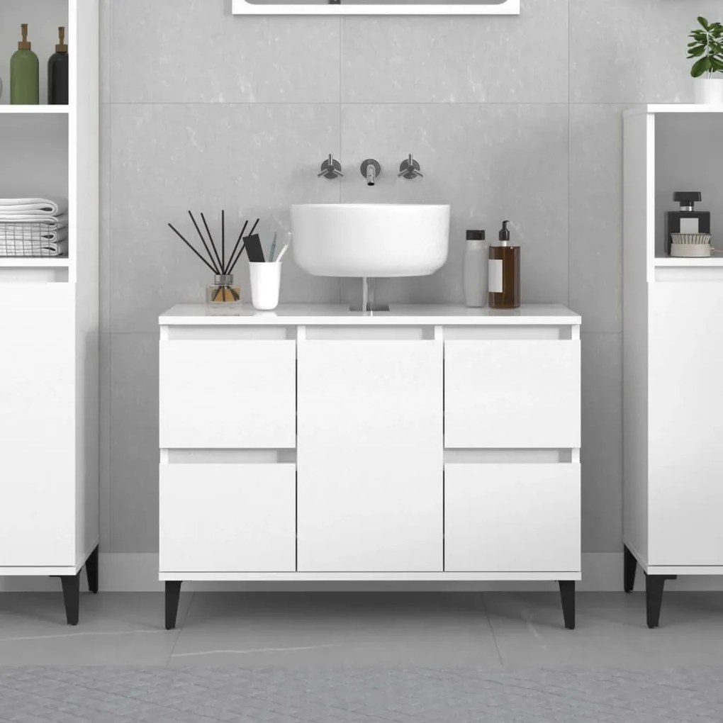 vidaXL Móvel p/ lavatório 80x33x60 cm deriv. madeira branco brilhante