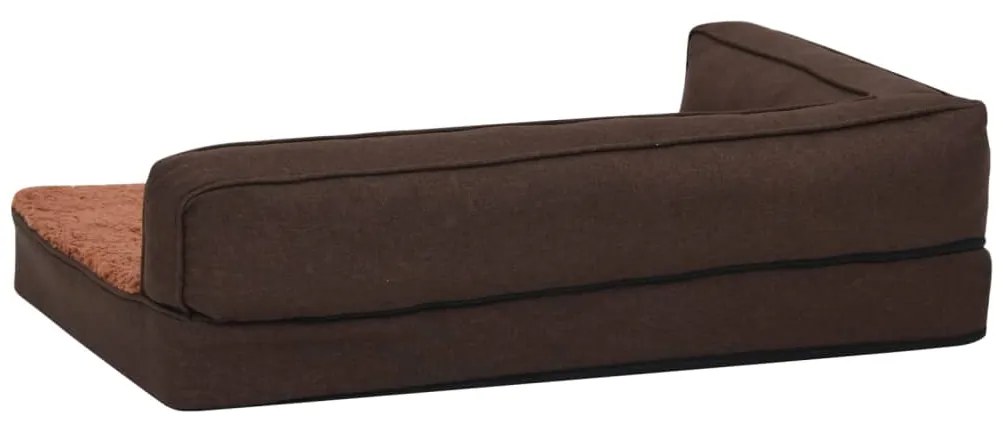 Cama para cães ergonómica 60x42cm aspeto linho pelúcia castanho