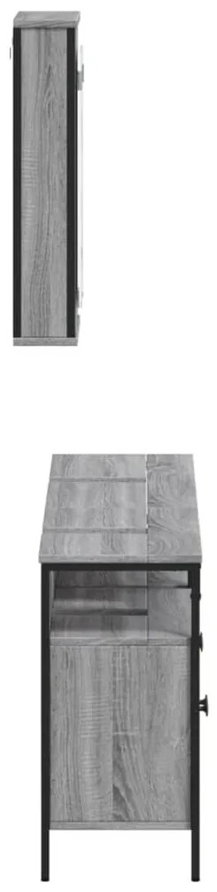 3 pcs Conjunto móveis casa de banho madeira proc. cinza sonoma