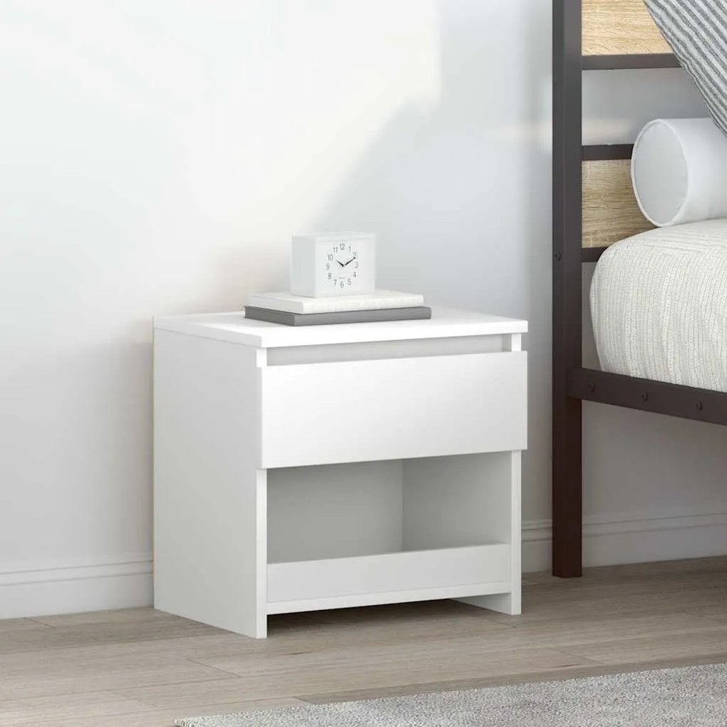 803443 vidaXL Mesa de cabeceira 40x30x39 cm contraplacado branco