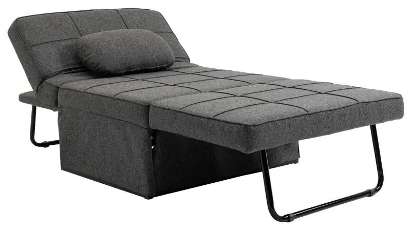 Sofá-Cama "Açores" 3 em 1 - Cinza - 95x179x78 cm - Linho e Metal - Des