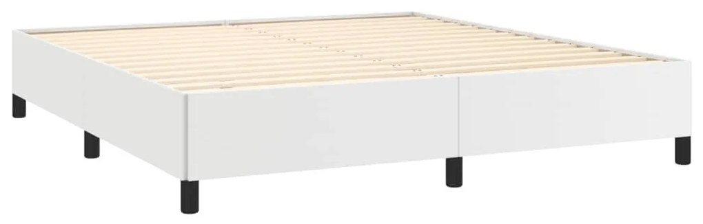 Estrutura de cama 180x200cm couro artificial branco