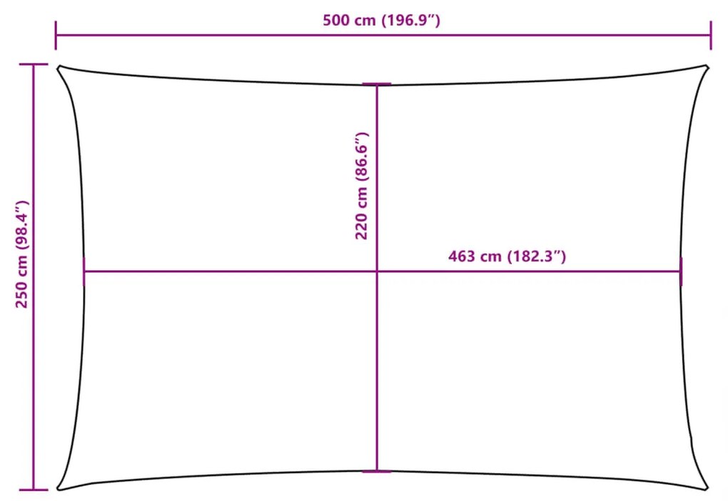 Para-sol estilo vela tecido oxford retangular 2,5x5 m castanho