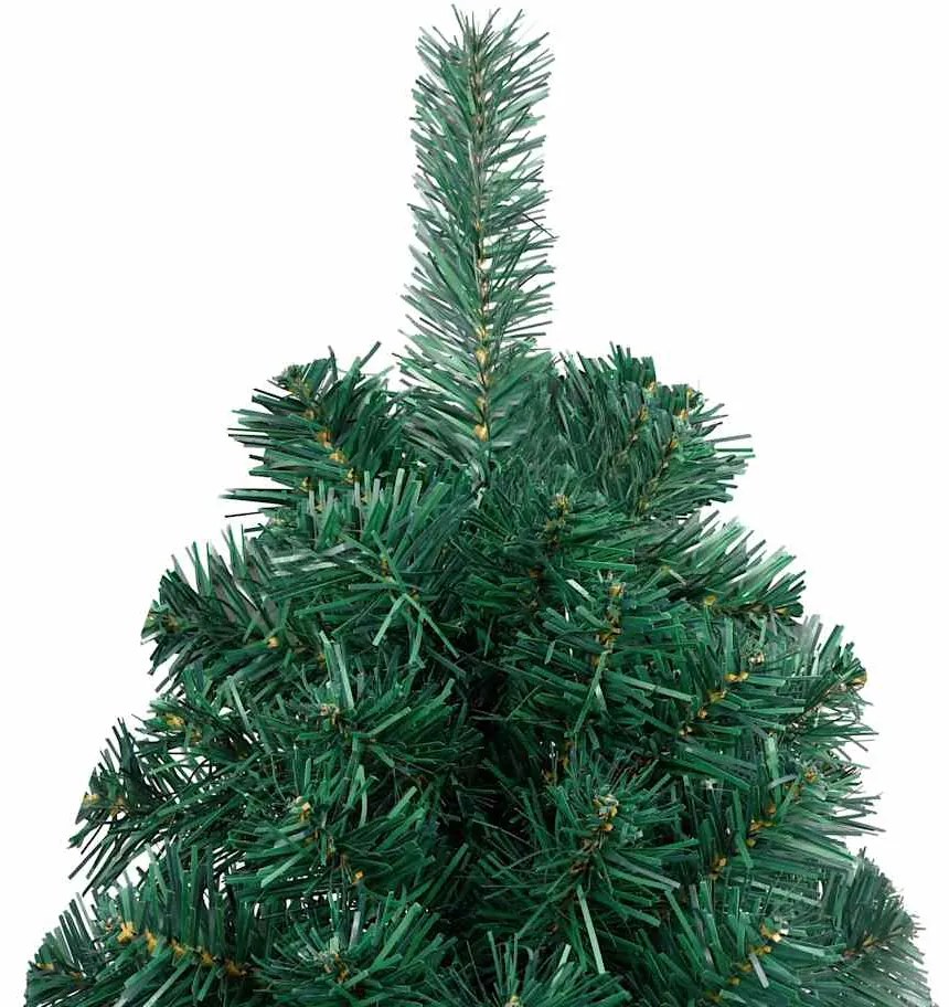 Meia árvore Natal artificial pré-iluminada c/ bolas verde