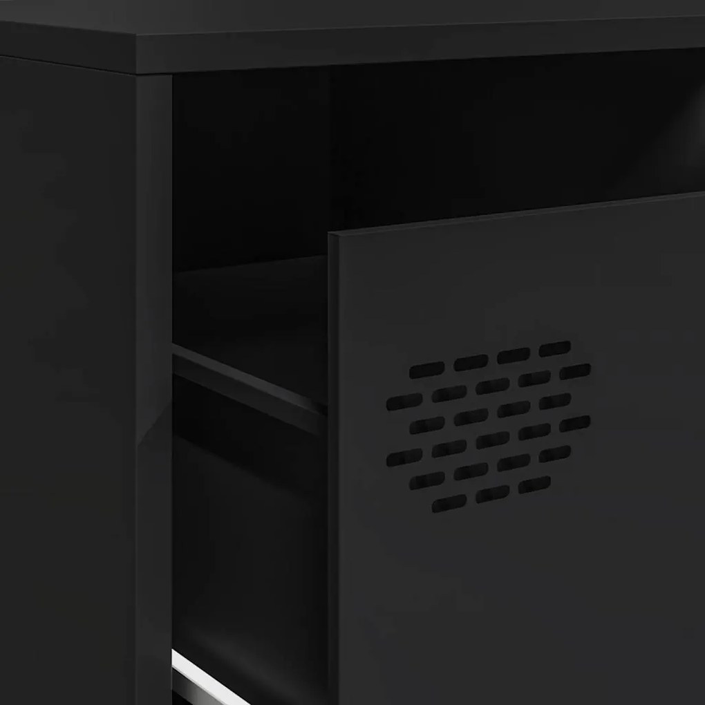 Móvel de TV 202x39x43,5 cm aço laminado a frio preto