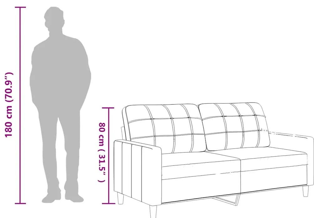 Sofá de 2 lugares 140 cm couro artificial cor cappuccino