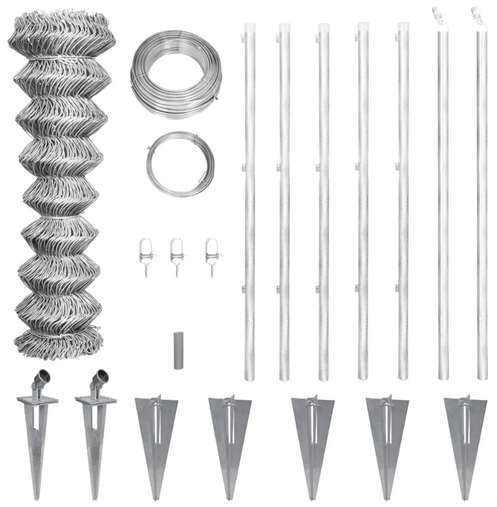 vidaXL Cerca de arame com postes/espetos 15x1,5 m aço galvanizado