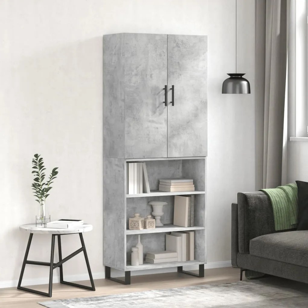 vidaXL Armário alto 69,5x34x180 cm derivados de madeira cinza cimento