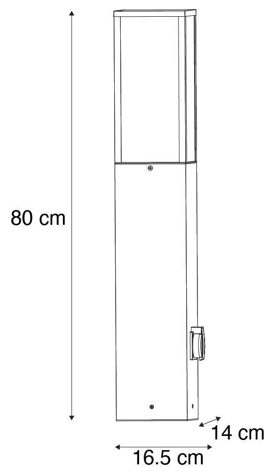 Candeeiro de chão moderno para exterior preto 80cm com tomada IP44 - Charlois Moderno