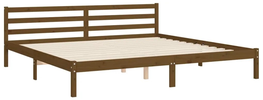 Estrutura cama c/ cabeceira 200x200cm maciço castanho-mel