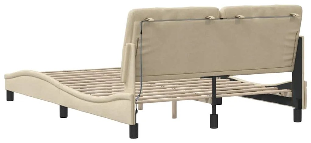 Estrutura de cama com LED sem colchão 140x200 cm tecido