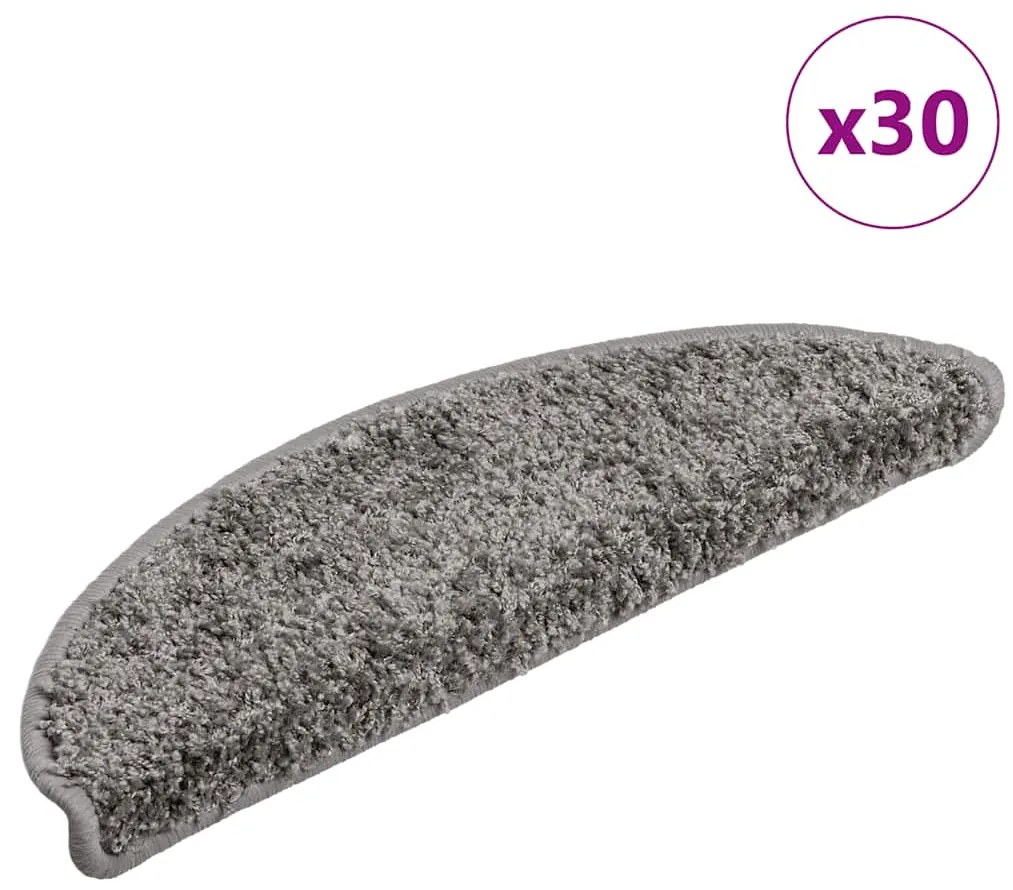 Tapetes de escada 30 pcs 56x17x3 cm cinzento