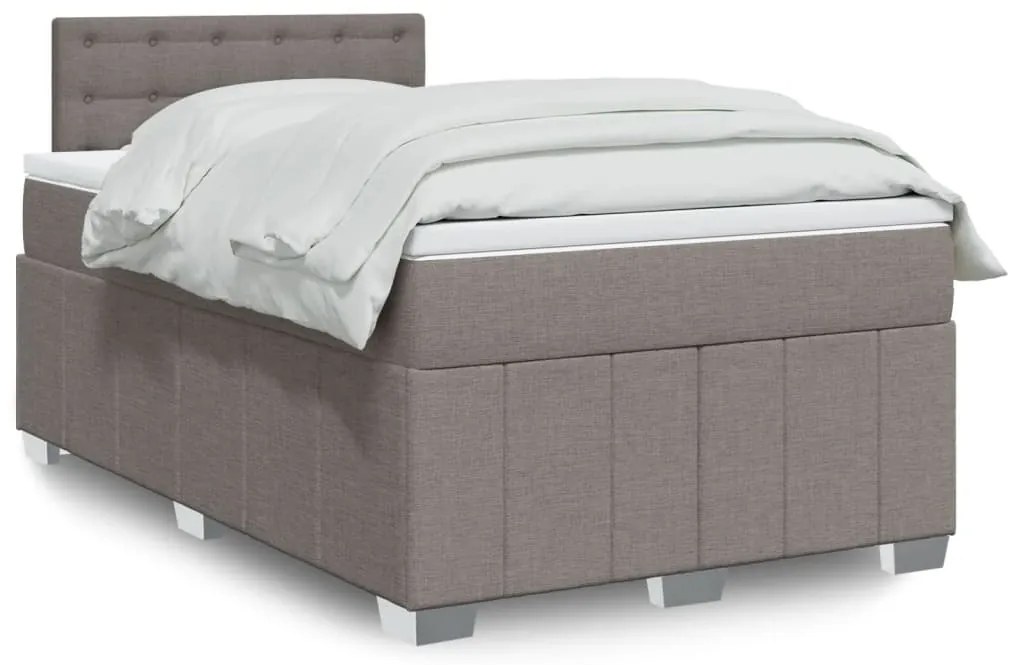 Cama boxspring c/ colchão 120x190cm tecido castanho-acinzentado