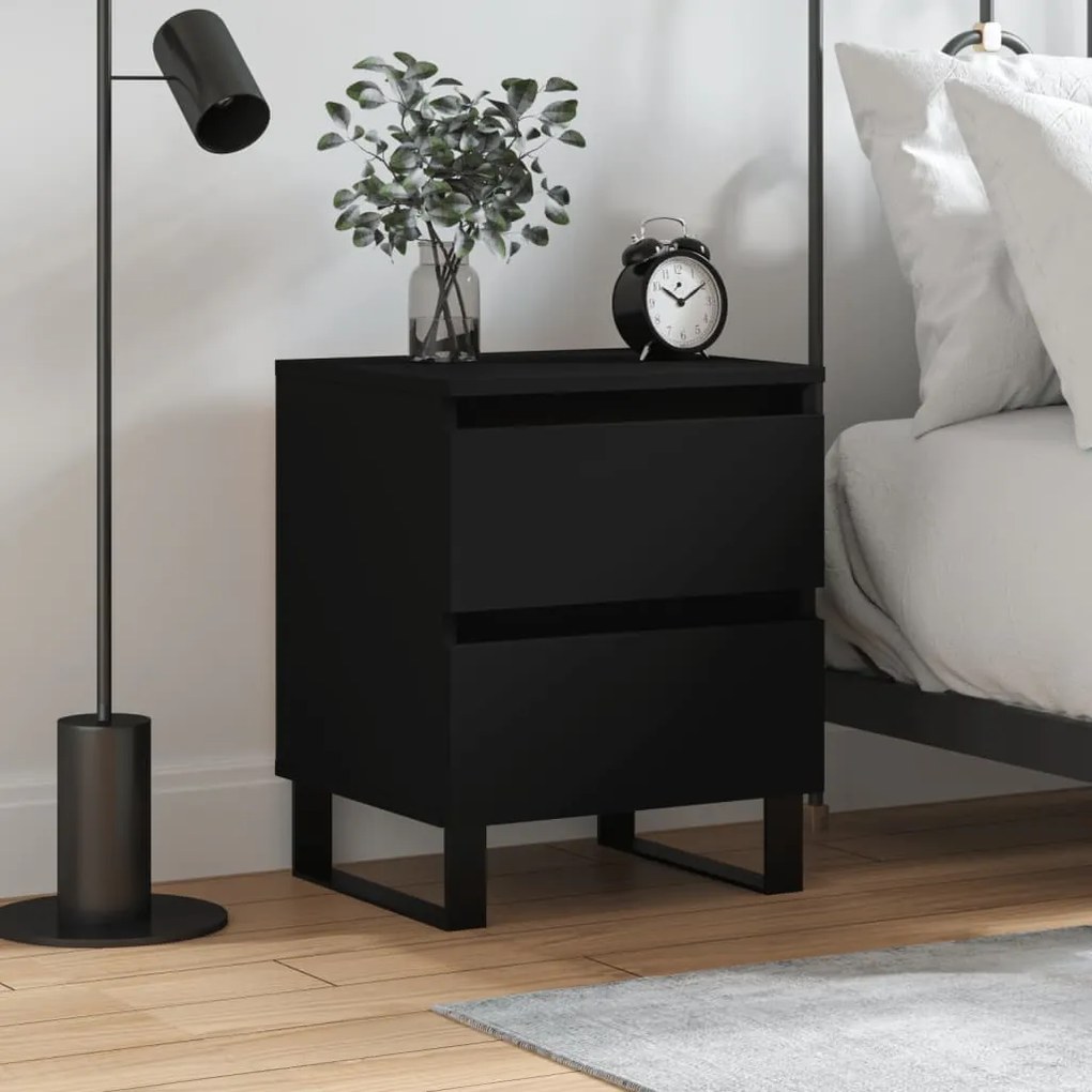vidaXL Mesa de cabeceira 40x35x50 cm derivados de madeira preto