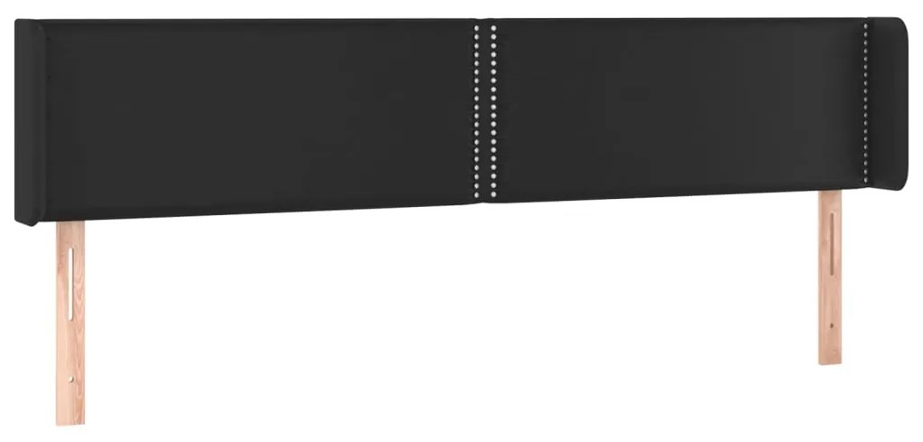 Cabeceira de cama c/ LED couro artificial 203x16x78/88 cm preto