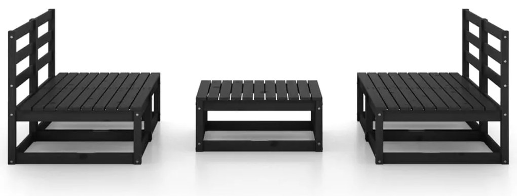 5 pcs conjunto lounge de jardim pinho maciço preto