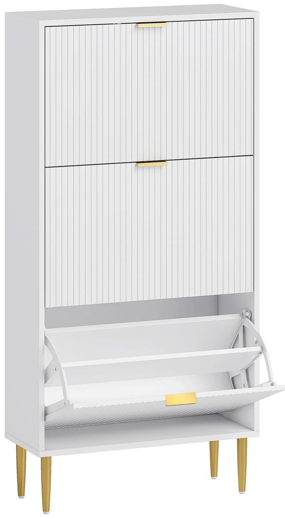 Sapateira Estreita Sapateira para Entrada com Prateleiras Ajustáveis para 18 Pares de Sapatos 60x24x128 cm Branco