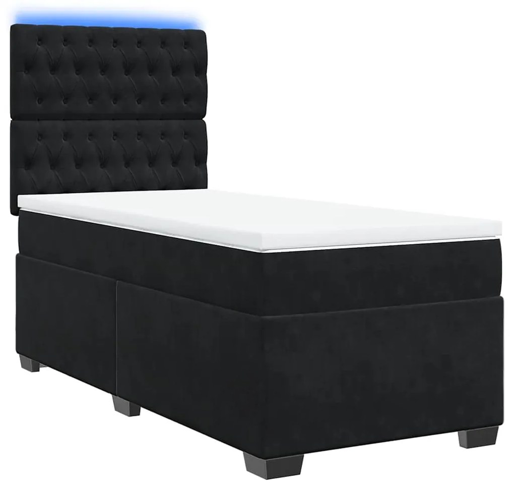 Cama com molas/colchão 80x200 cm veludo preto