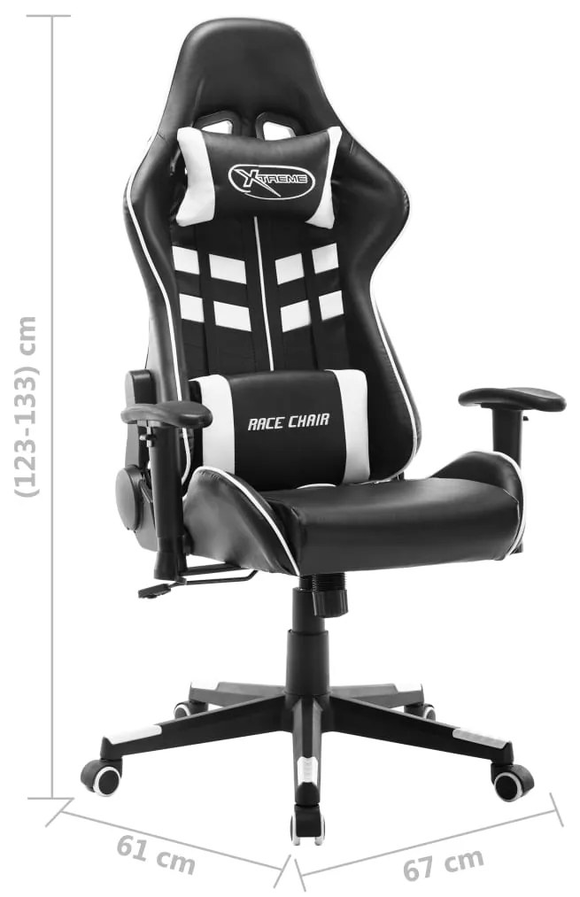 Cadeira de gaming couro artificial preto e branco