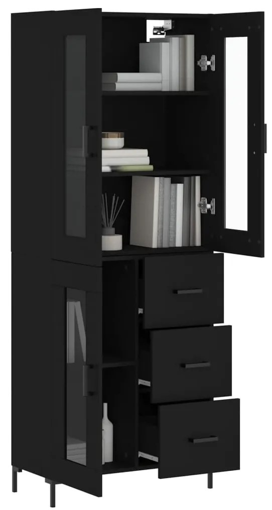 Armário alto 69,5x34x180 cm derivados de madeira preto