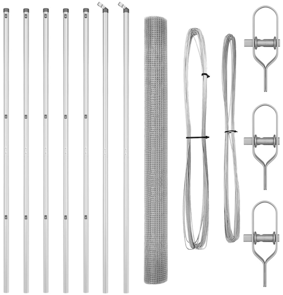 Cerca de Arame Soldado com 7 Postes 1,5x10 m Aço Galvanizado