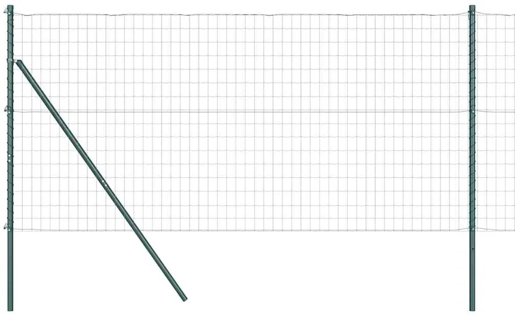 Cerca Euro com 7 postes de 1,4 x 10 m em aço galvanizado verde