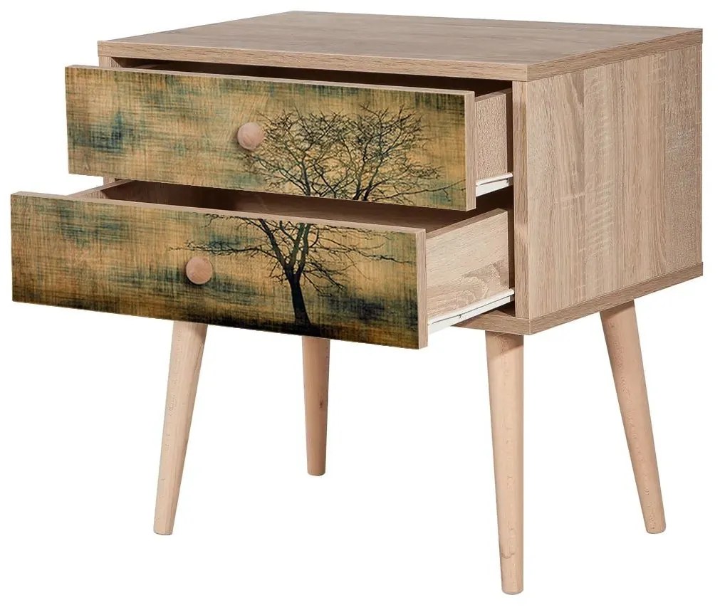 Mesa de Cabeceira Two – Carvalho Sonoma – 60 cm x 61 cm x 40 cm