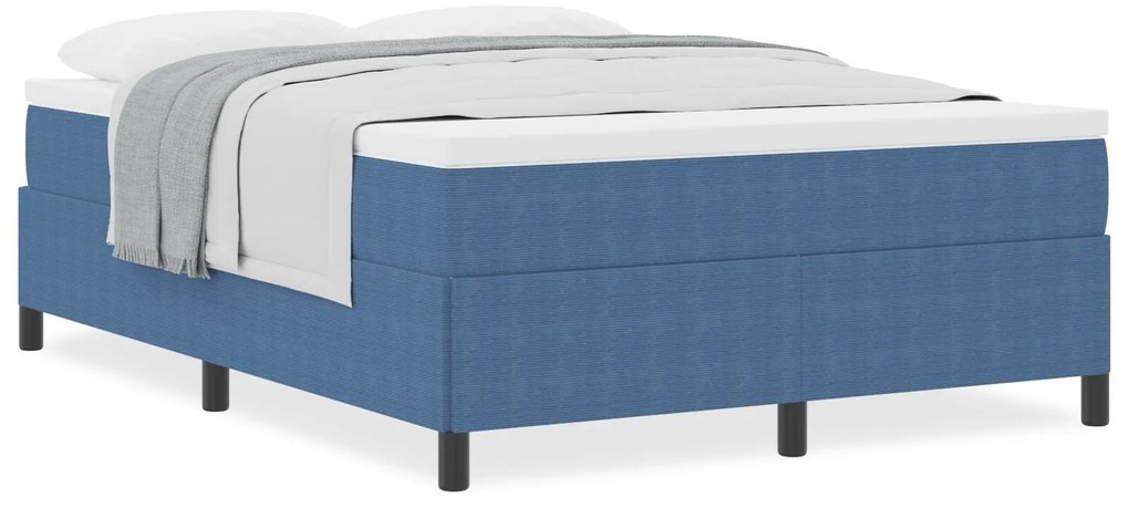 Estrutura de Cama vidaXL Azul 140x200 cm em Tecido Canelado