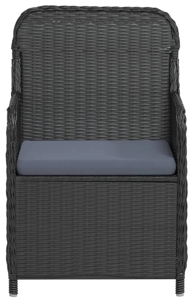 5 pcs conjunto de jantar p/ jardim c/ almofadões preto