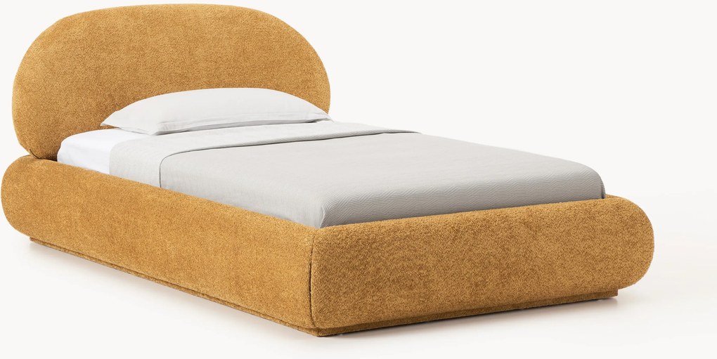 Cama de solteiro estofada em teddy-bouclé Alba