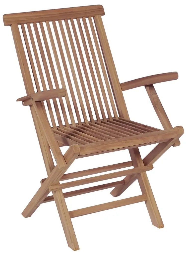 Conjunto jantar exterior c/ cadeiras dobráveis 9pcs teca maciça
