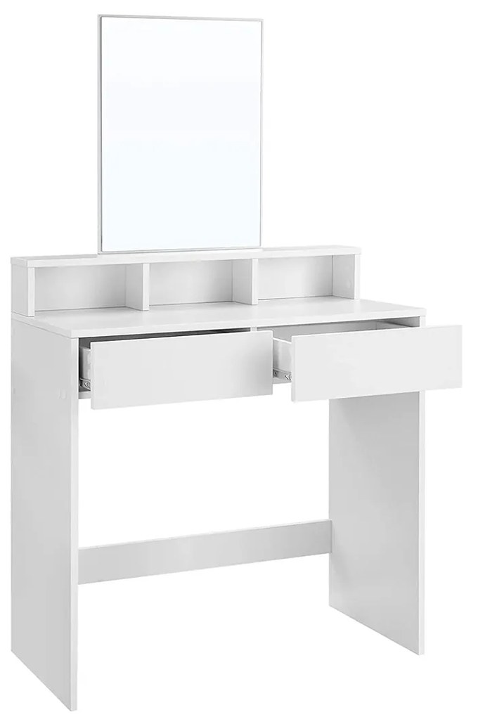 Penteadeira com grande espelho retangular e várias gavetas | VASAGLE | 80 x 40 x 140 cm | branco | RDT113W01.