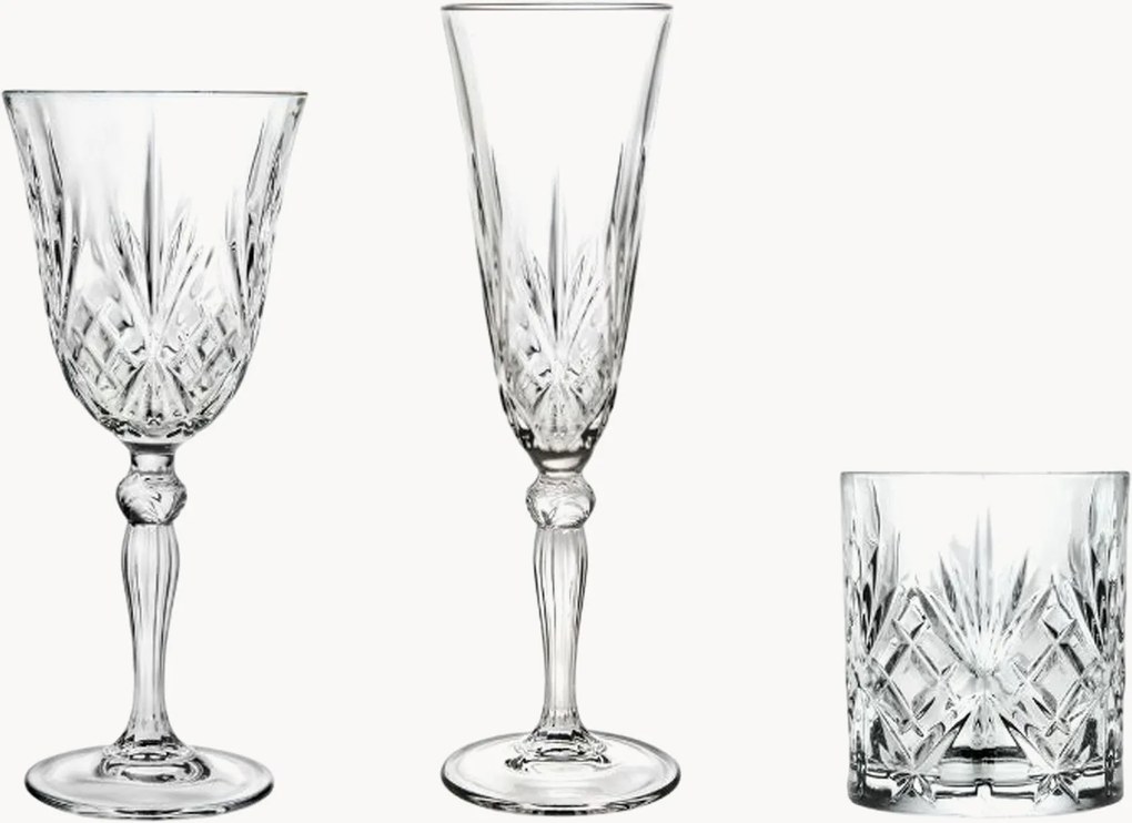 Copos de bar de cristal Melodia, conjunto de 18