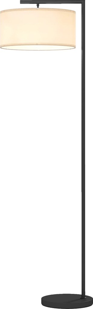Candeeiro de Pé para Leitura, 47 x 37 x 153 cm, Abajur em Tecido de Linho, Preto