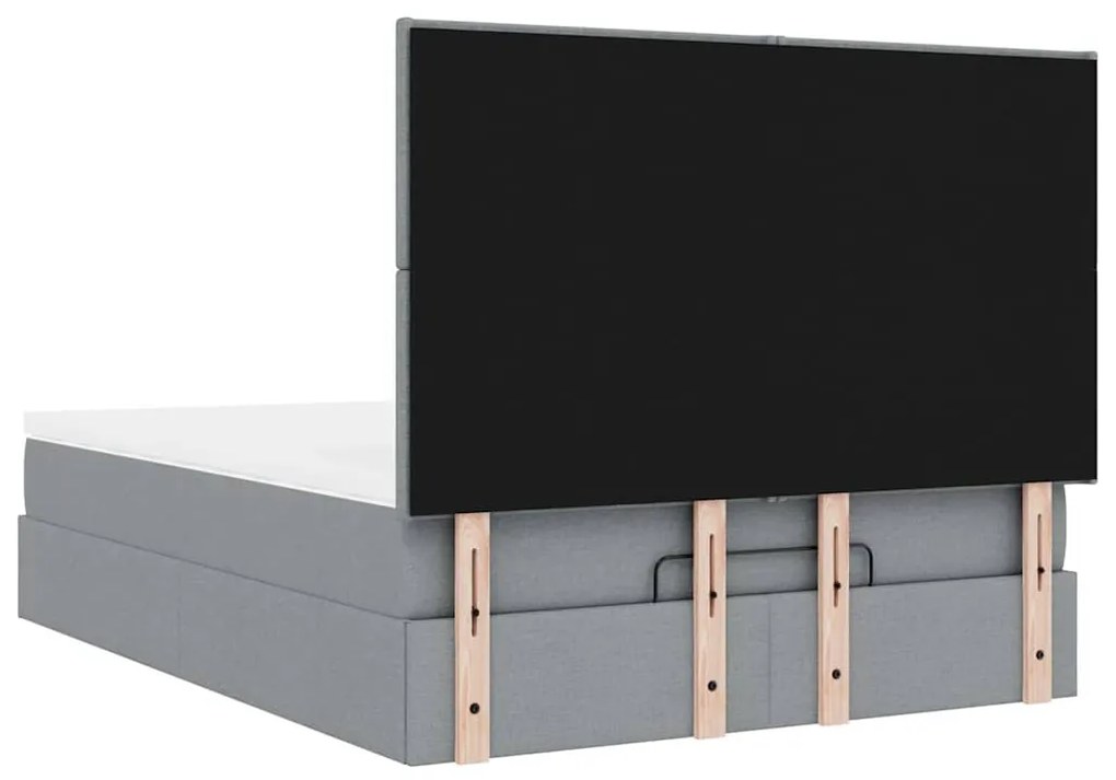 Estrutura de cama otomana com colchão 140x190 cm cinzento claro