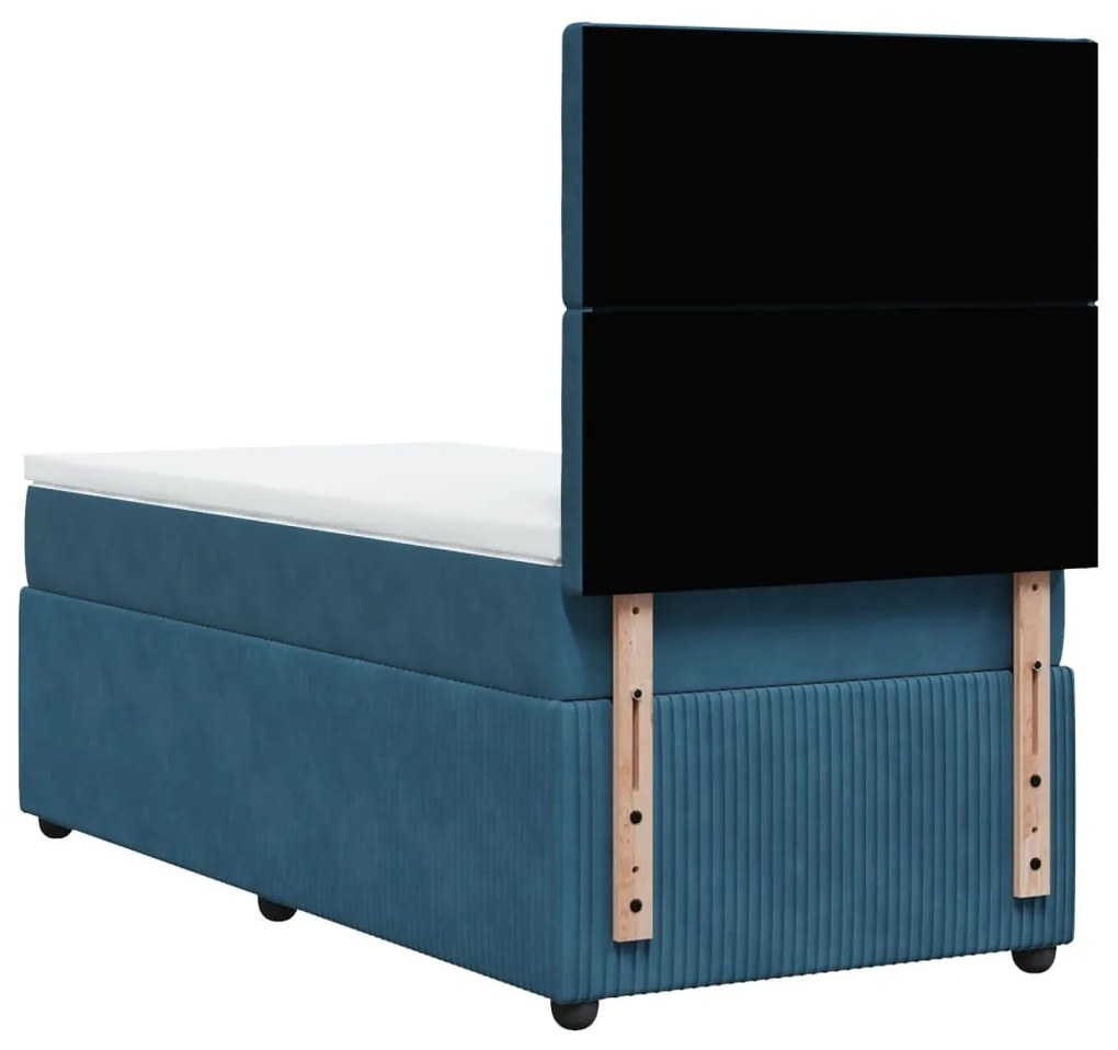 Cama boxspring com colchão 90x190 cm veludo azul