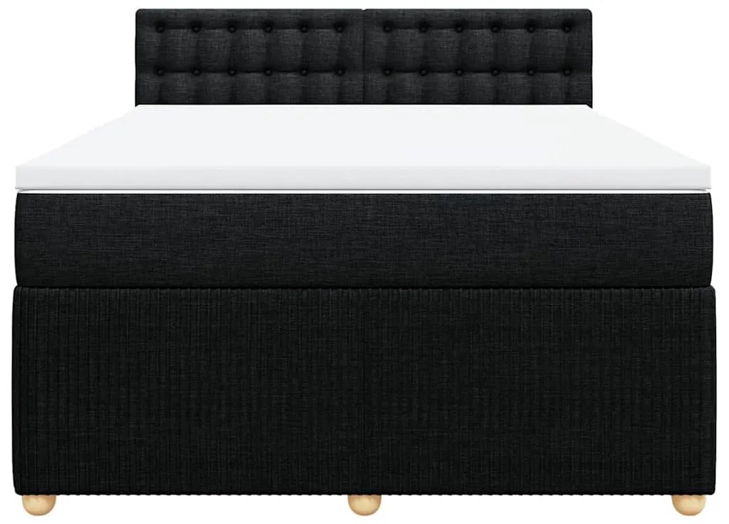 Cama com molas/colchão 140x200 cm tecido preto