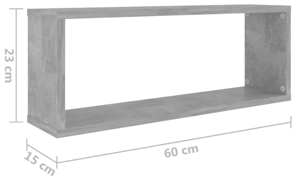 Prateleiras parede cúbicas 4pcs contr. 60x15x23cm cinza cimento