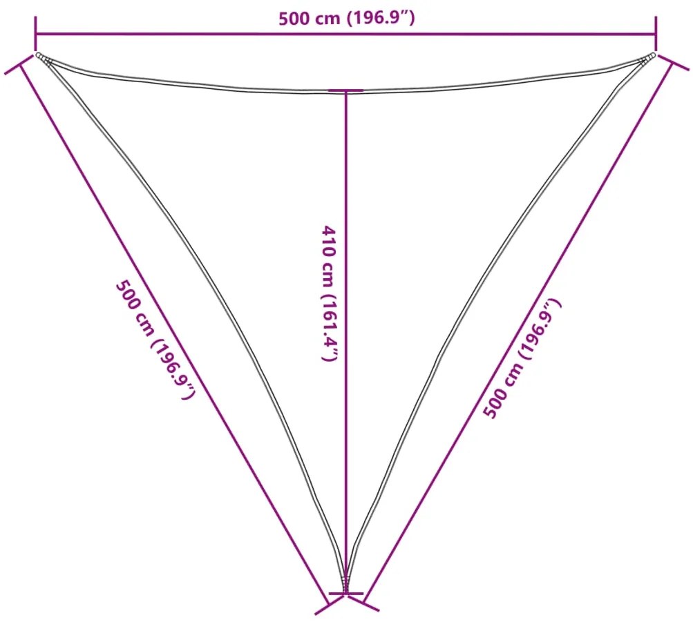 Guarda-sol tecido Oxford triangular 5x5x5 m bege
